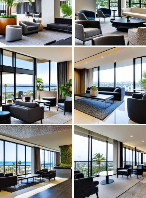 Dubai Hotel lobby seating area furnishing and decorations