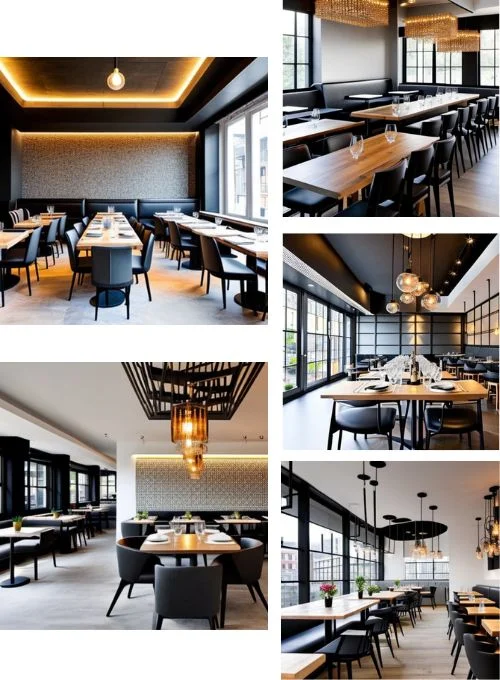 Industrial style restaurant interior