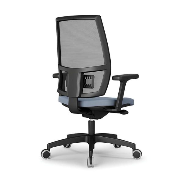 The seat is cushioned and upholstered in a durable fabric, ensuring long-lasting comfort