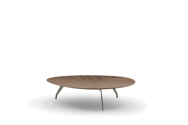 A large wooden coffee table