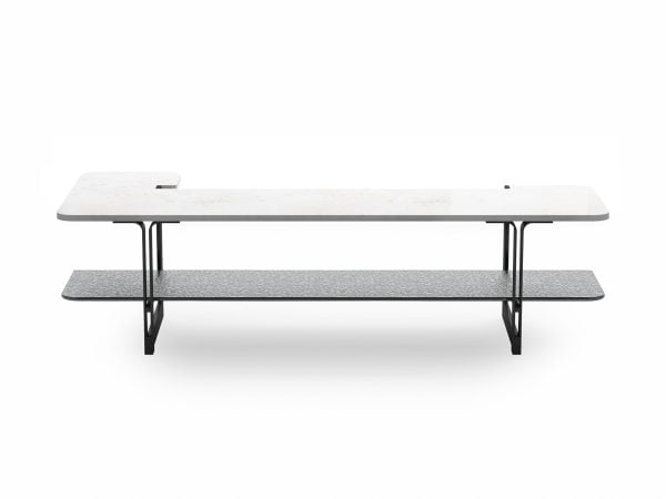 Designer coffee table with white marble top