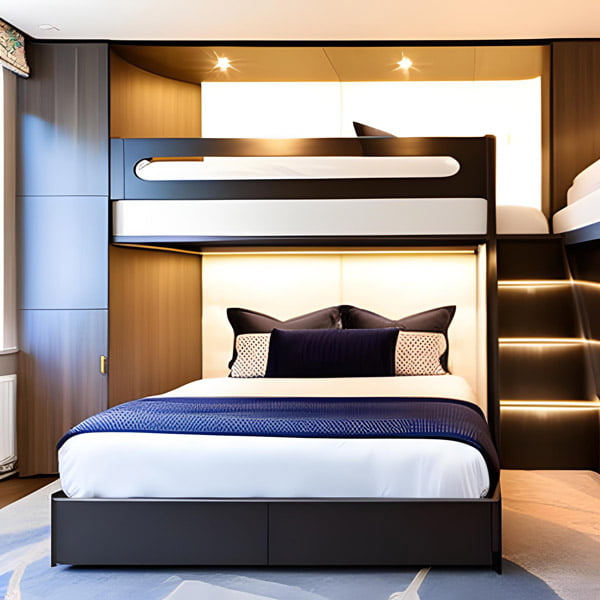 Double high sleeper with a queen size and a mezzanine sleeping spaces