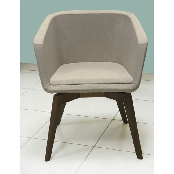 Elevate your space with our armchair featuring legs adorned with captivating geometric lines.