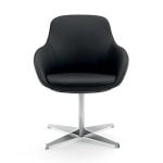 Introduce a blend of comfort and aesthetics with an armchair that showcases rounded lines on its legs, creating a balanced look.