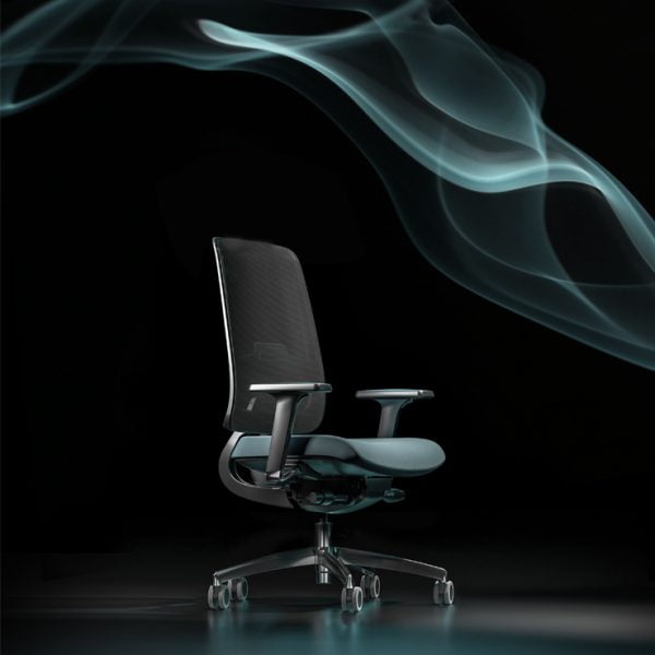 Office chair with swivel wheels for effortless movement in any direction.