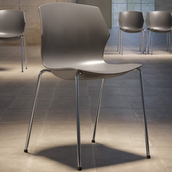 Simple chair with back on metal legs