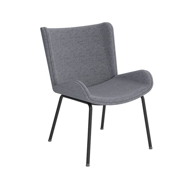 office chair, boasting a rotatable wooden leg base and a curved seat