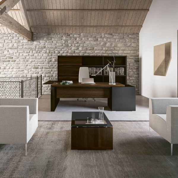Discover the perfect balance of style and practicality with the Executive office desk, boasting a striking walnut, ebony, or wengé construction
