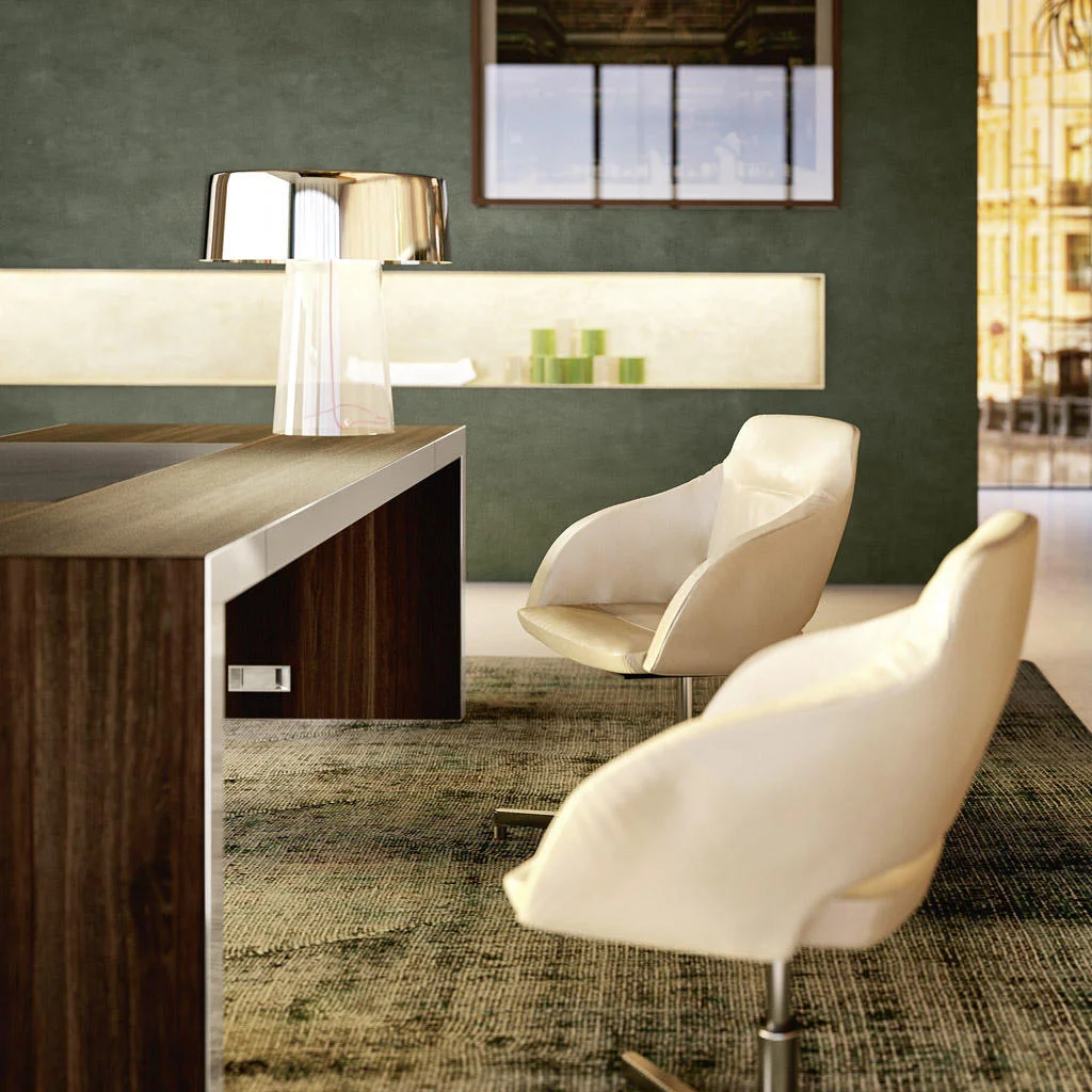 Perfect blend of style and functionality with our impressive L-shaped executive office desk, designed with premium wood materials