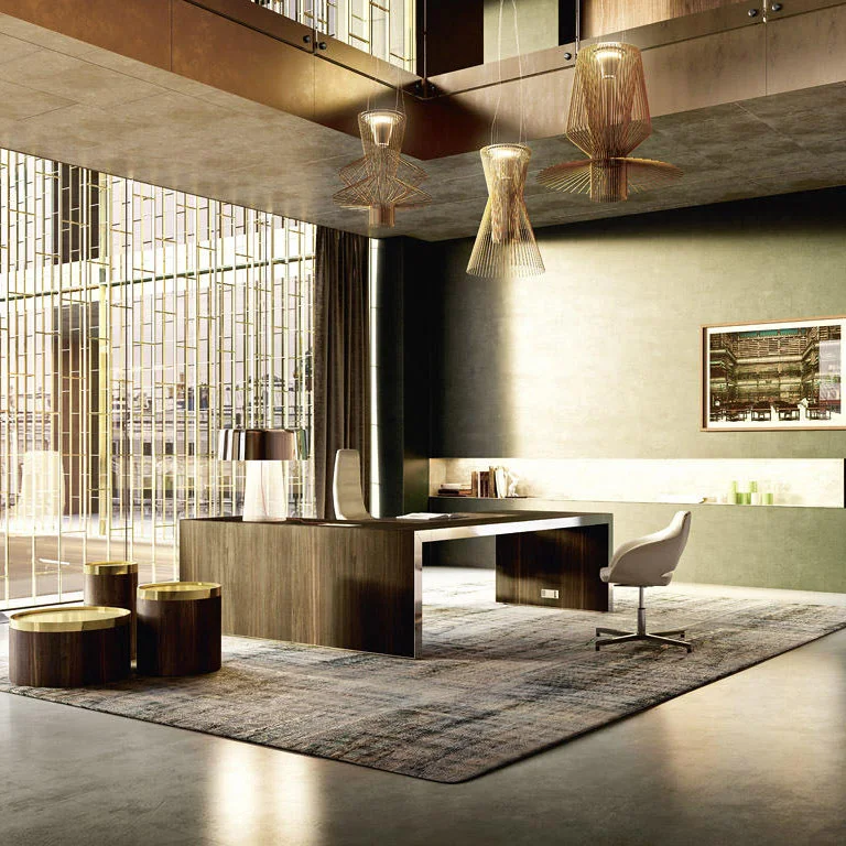 Experience luxury and sophistication with our expansive L-shaped executive office desk, expertly crafted from high-quality wood