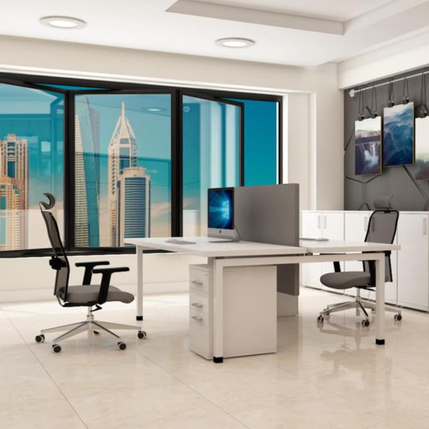Interactive workstation for a team of two professionals.