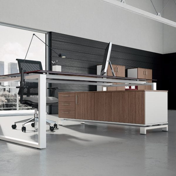 Office desk with built-in drawer unit