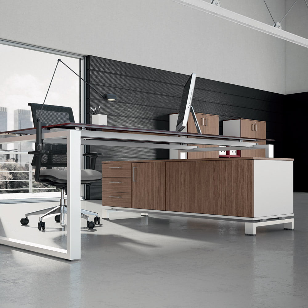 Office desk with built-in drawer unit