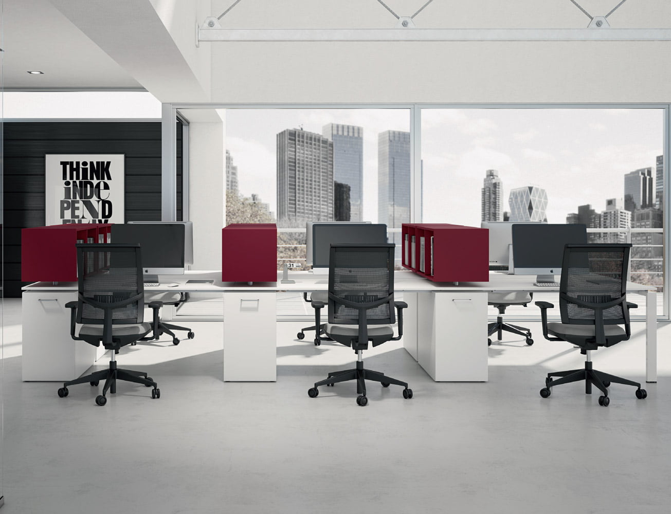 Operational workstation desk for 6 people