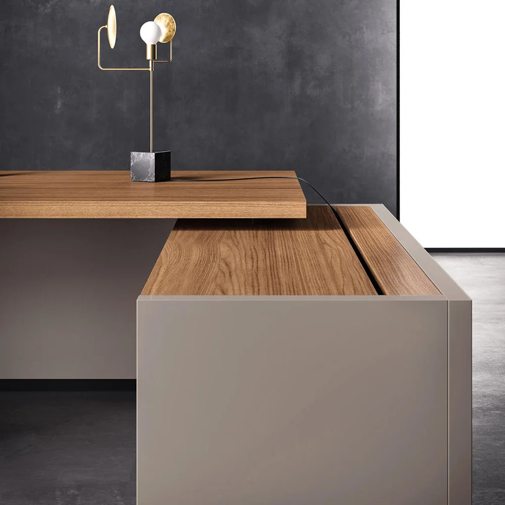 Our wooden executive office desk combines ergonomic comfort with refined aesthetics, creating a workspace that inspires productivity