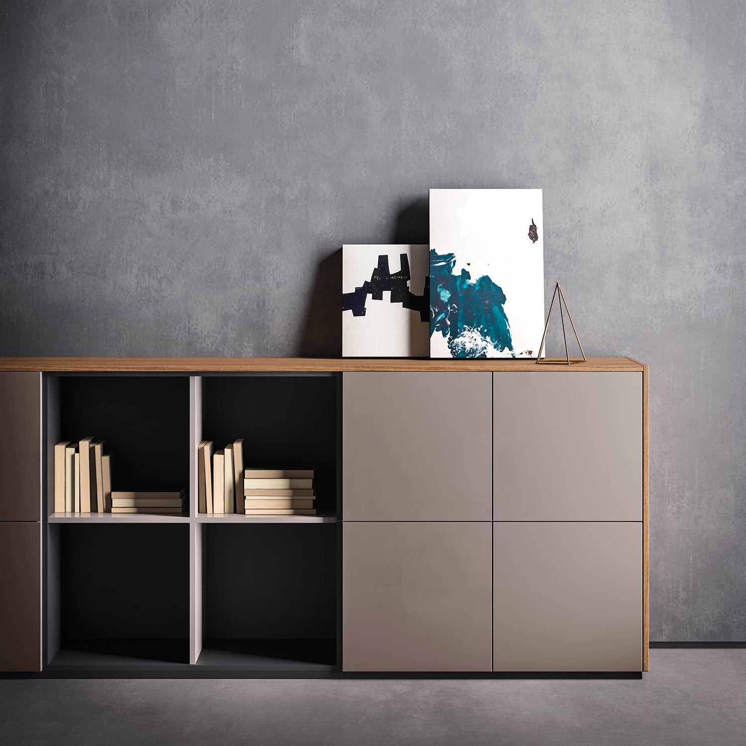Console cabinet with shutters