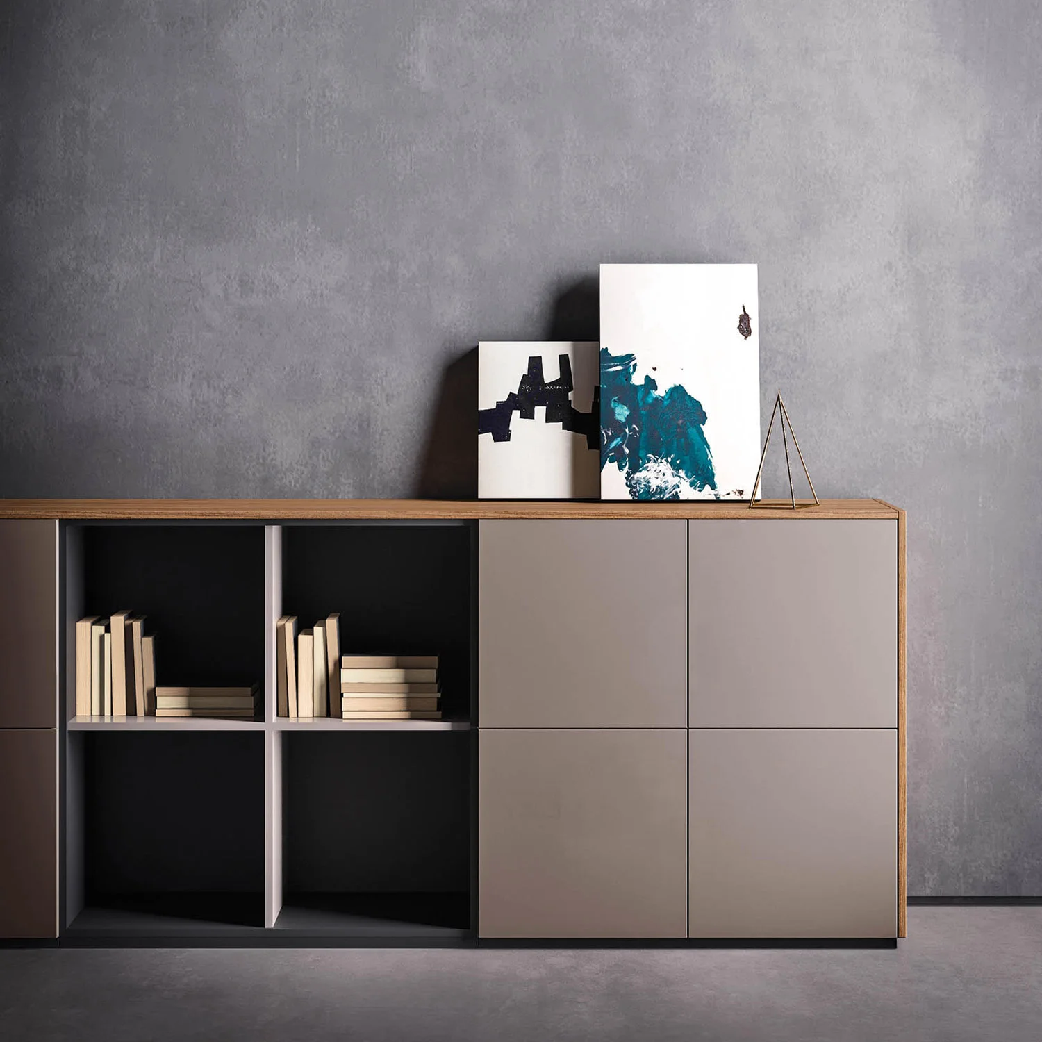 Console cabinet with shutters