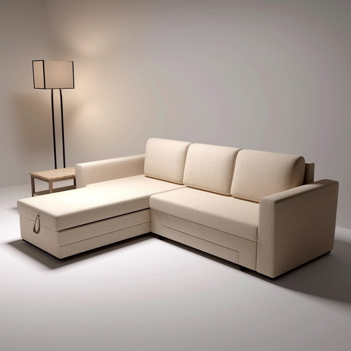 L-shaped sofa bed with storage in Dubai furniture store