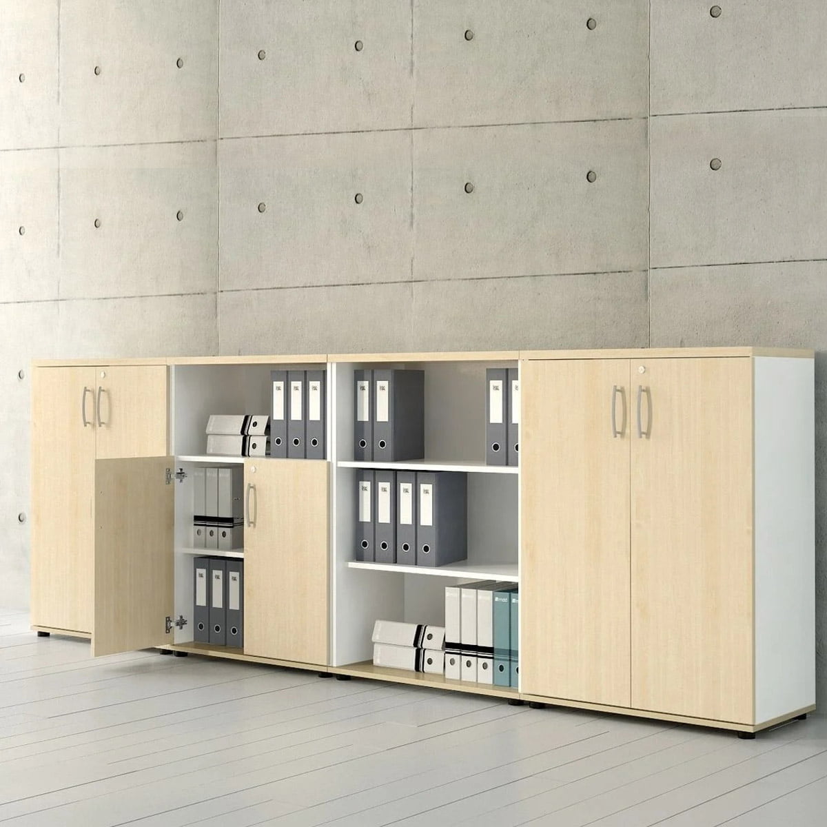 Long wooden finish cabinet