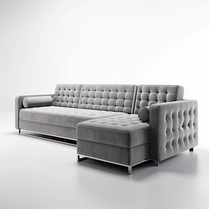 Luxury modern gray color L-shaped sofa bed