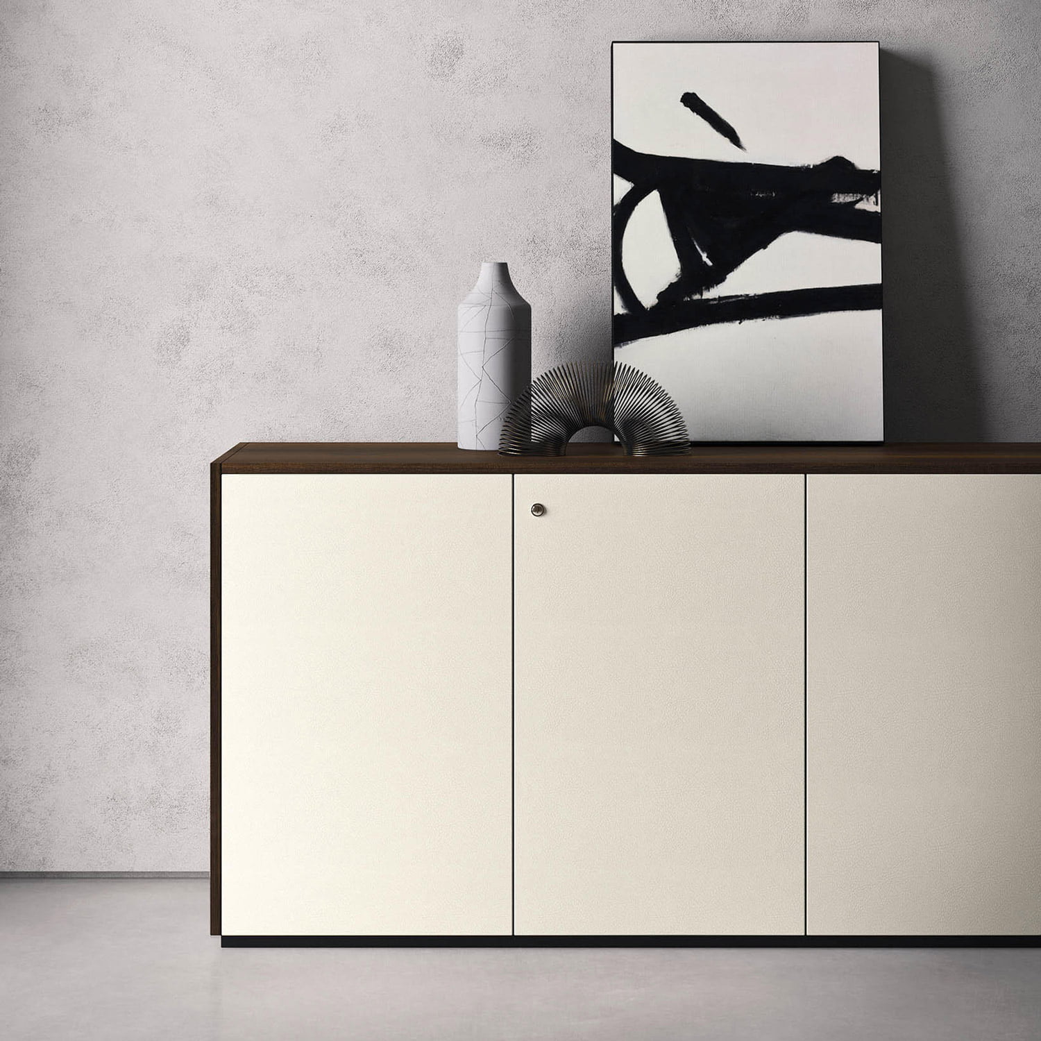 Middle height cabinet with shutters for storage