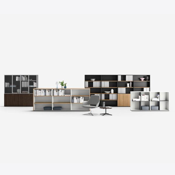 Shelving cabinets with different designs