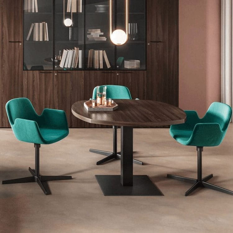 Compact meeting table with corved edges for extra comform