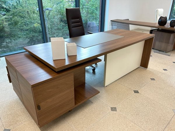 office desk that showcases a polished .