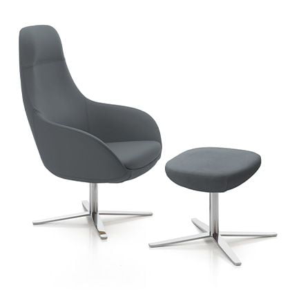 Create a seating oasis with a high back lounge armchair, its supportive legs enhancing both comfort and the overall design.