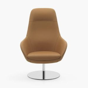 Elevate your comfort with an armchair featuring gracefully rounded lines on its elegantly tapered legs