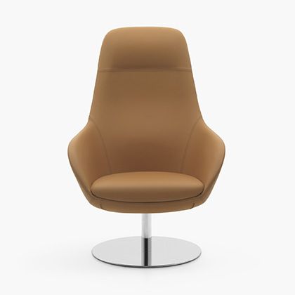 Elevate your comfort with an armchair featuring gracefully rounded lines on its elegantly tapered legs