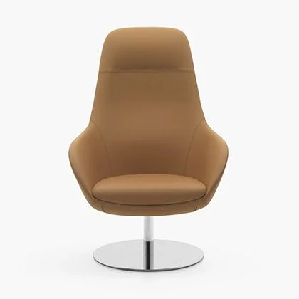 Elevate your comfort with an armchair featuring gracefully rounded lines on its elegantly tapered legs