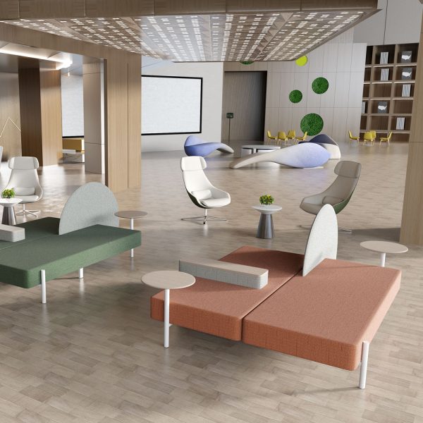 office seating solutions with build-in tables