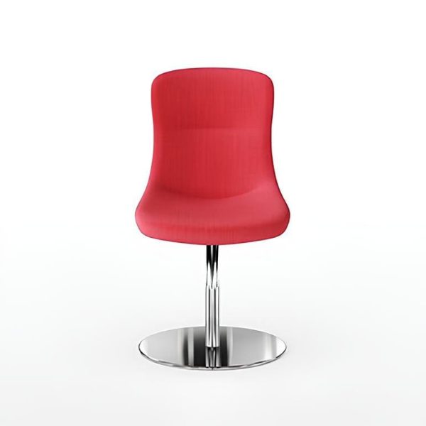 Leather fabric chair with a modern black base.