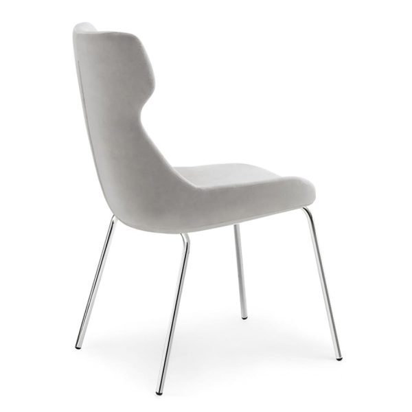 Soft fabric chair with a natural wood frame