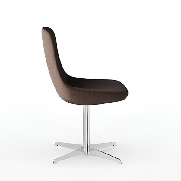Stylish chair with a sturdy black metal frame.
