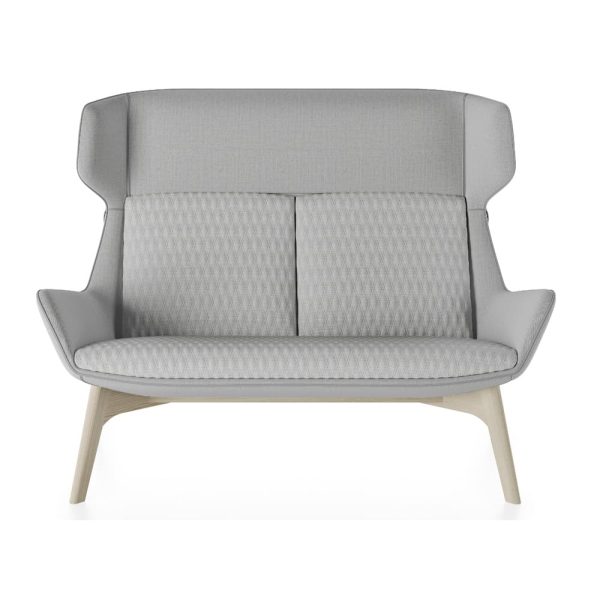 Stylish lounge with a unique fabric pattern.