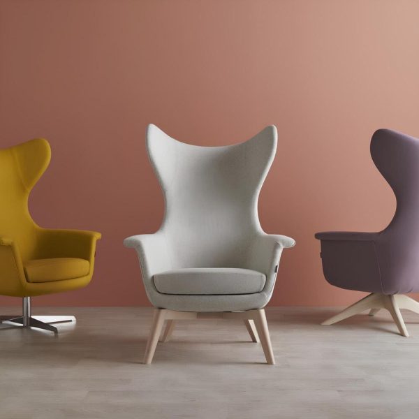 The high back chair offers stylish comfort