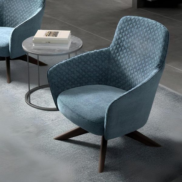 The sophisticated chair provides a cozy retreat