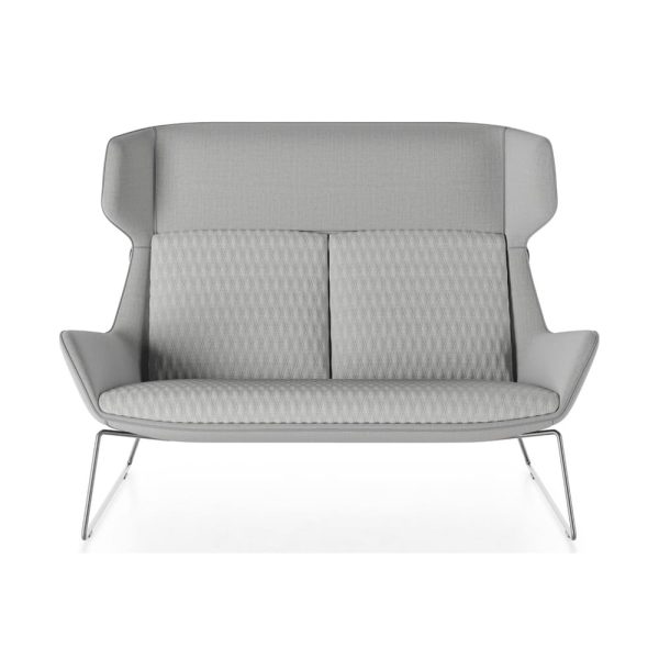 Unique fabric adds a touch of luxury to the sofa.