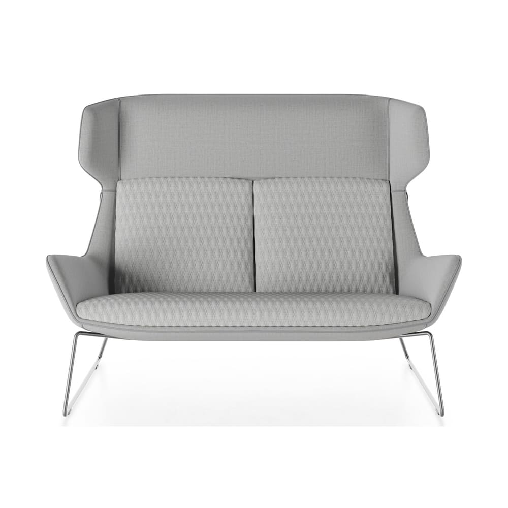 Unique fabric adds a touch of luxury to the sofa.