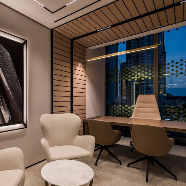 En executive office design with high-end furniture in Dubai
