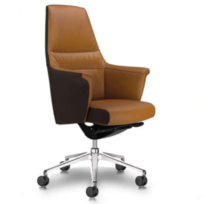 An executive office chair with 2 color finishing for inner and outer parts
