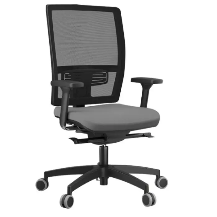 Office chair on wheels with a mesh back